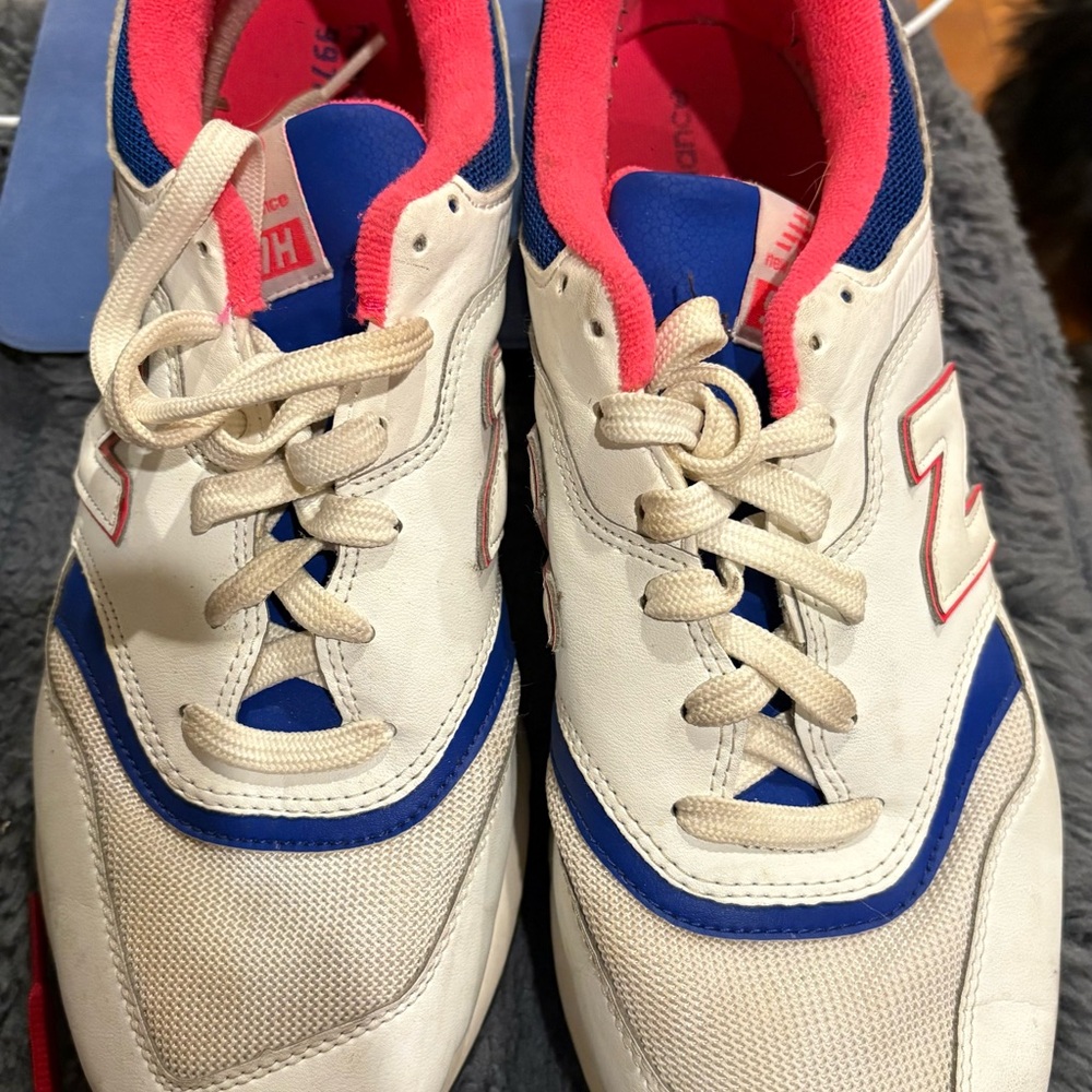 New Balance Men’s 997 CM997HAJ White Pink Blue Casual Shoes